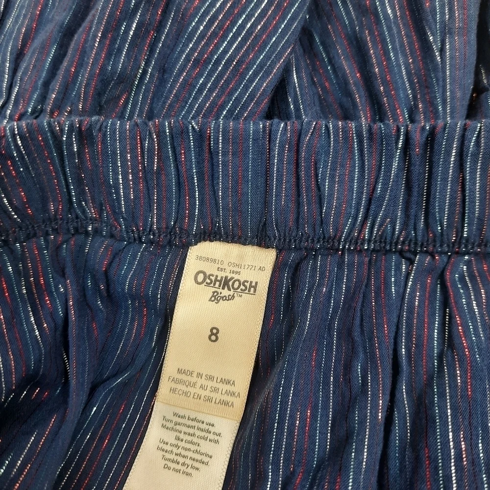 Oshkosh B'Gosh Metallic Thread Ruffle Skirt Red White‎ Blue Size 8 Girls